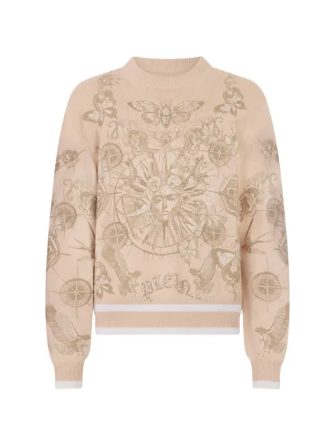 Philipp Plein tattoo round-neck sweater Neutrals SAFCMKO1572PTE178N