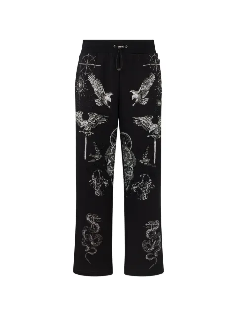 Philipp Plein eagle-motif drawstring track pants Black SAFCMJT2762PTE180N