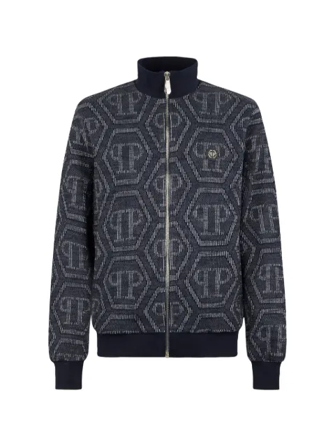 Philipp Plein jacquard monogram jacket Blue SAFCMJB3943PTE021N