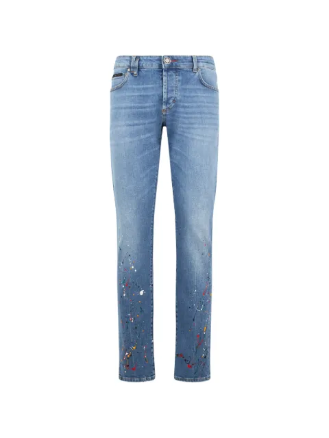 Philipp Plein paint-splatter-detail straight jeans Blue SAFCMDT4299PDE004N