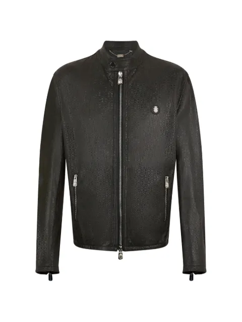Billionaire biker leather jacket Black IAFCMLB2061BLE029N
