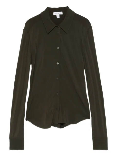 Alaïa button-up long-sleeve shirt Green AA9C0985J050B