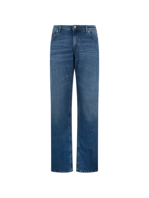 Billionaire leather details straight jeans Blue BAFCMDT4317BTE001N