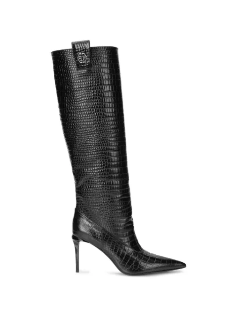 Philipp Plein croco-print logo boots Black SAFSWSE0990PLE010N