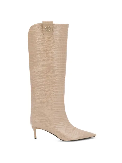 Philipp Plein croco-print logo boots Neutrals SAFSWSE0989PLE010N