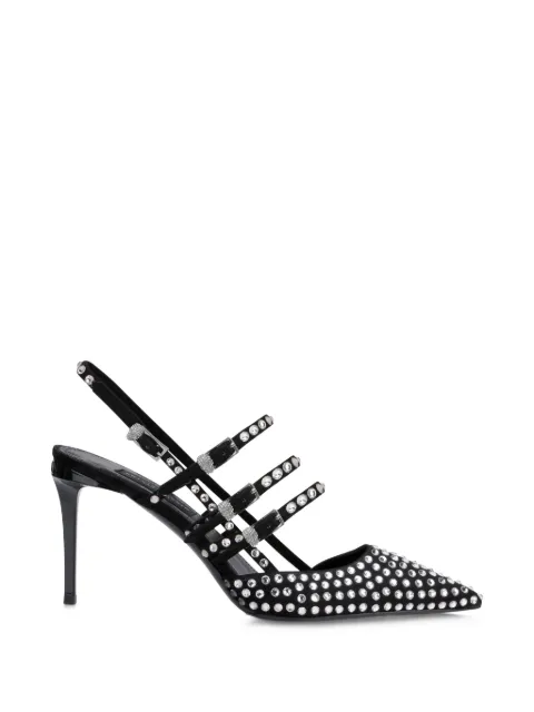 Philipp Plein rhinestone-upper heeled pumps Black SAFSWSD0730PLE010N