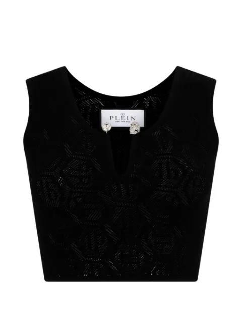 Philipp Plein jewel-detail monogram tank top Black SAFCWTK3812PKN002N