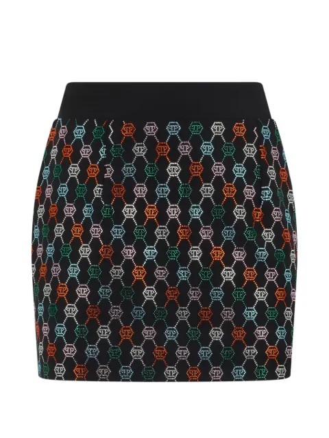Philipp Plein mini rhinestone-monogram skirt Black SAFCWRV0677PTE076N
