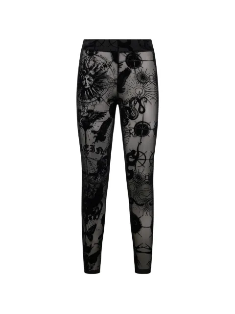 Philipp Plein tulle leggings flock butterfly tattoo Black SAFCWRT1669PTE003N