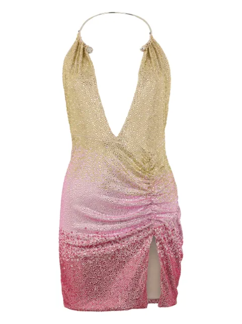 Philipp Plein open back mini dress piercing strass Pink SAFCWRG3580PJY002N