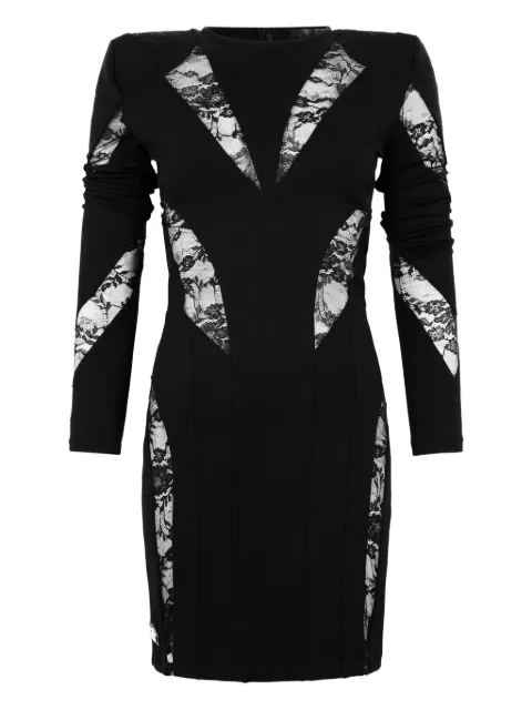 Philipp Plein mini lace long-sleeve dress Black SAFCWRG3575PTE003N