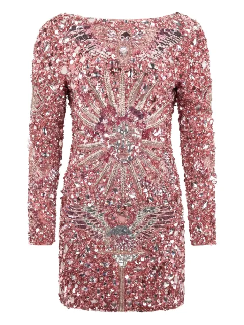 Philipp Plein open back mini dress tattoo paillettes Pink SAFCWRG3586PTE003N