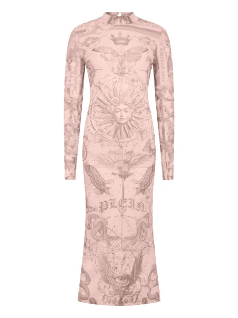Philipp Plein open-back butterfly tulle maxi dress Pink SAFCWRG3568PTE003N