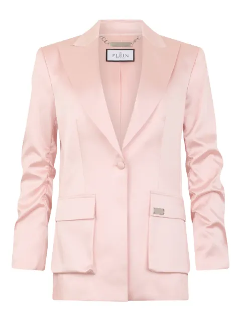 Philipp Plein satin flap-pockets blazer Pink SAFCWRF0789PTE003N