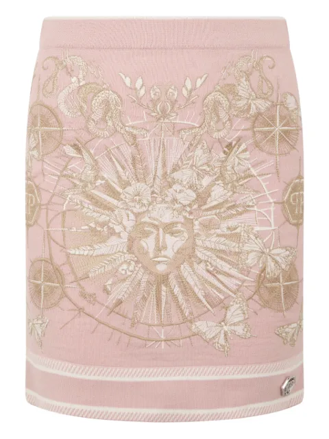 Philipp Plein logo-plaque mini skirt Pink SAFCWKV0087PKN002N