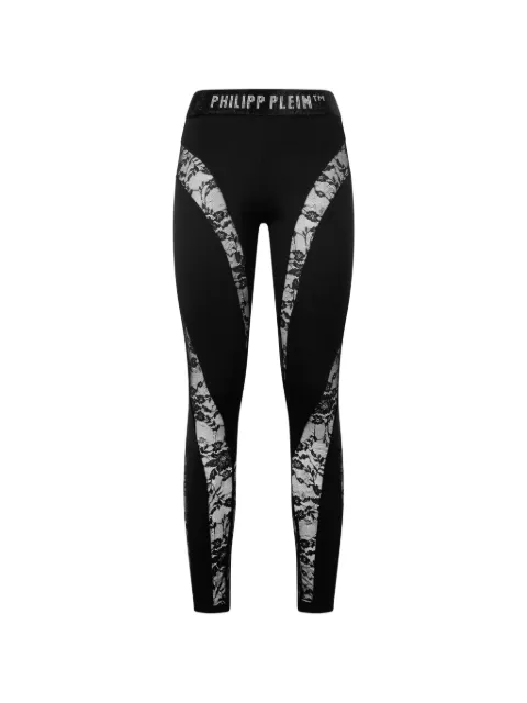 Philipp Plein Multicutting rhinestones lace leggings Black SAFCWJT2192PTE003N