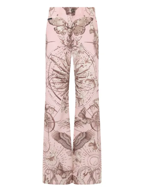Philipp Plein butterfly printed jeans Pink SAFCWDT2882PDE004N