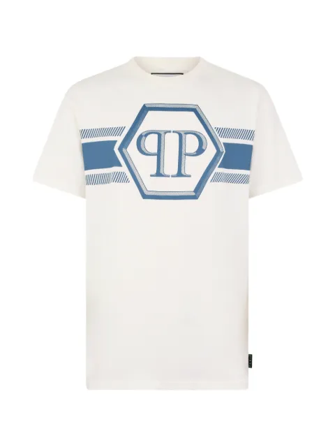 Philipp Plein logo-patch T-shirt Neutrals SAFCMTK8884PJY002N