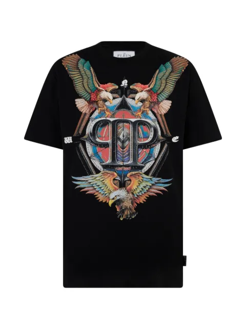 Philipp Plein round neck T-shirt eagle tattoo Black SAFCMTK8868PJY002N