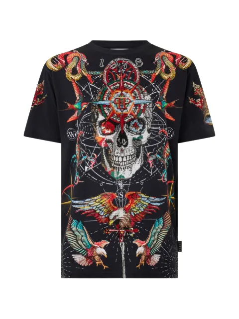 Philipp Plein round neck T-shirt tattoo stones Black SAFCMTK8852PJY002N