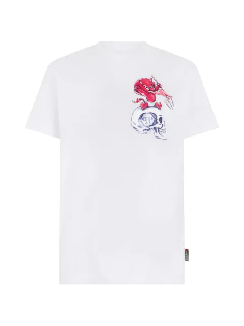 Philipp Plein printed round-neck T-shirt White SAFCMTK8637PJY002N