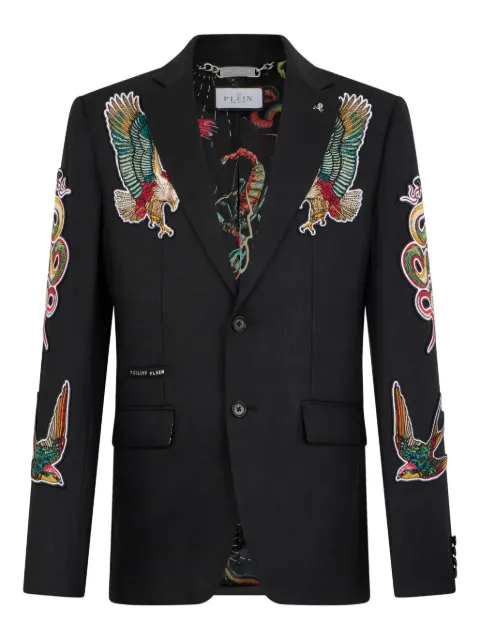 Philipp Plein Gigolo fit blazer tattoo embroidery Black SAFCMRF2134PTE003N
