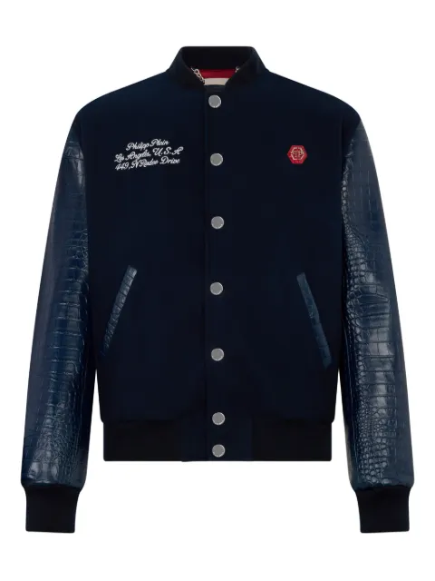 Philipp Plein logo-detail bomber jacket Blue SAFCMRB3008PLE131N