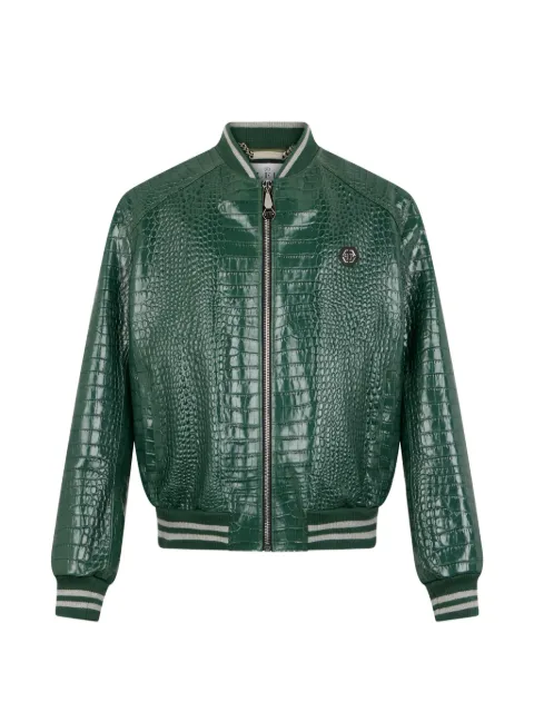 Philipp Plein leather bomber jacket Green SAFCMLB2034PLE010N