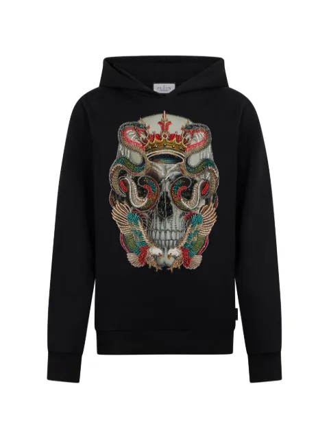 Philipp Plein rhinestones skull hoodie Black SAFCMJB3933PTE180N