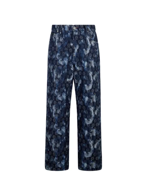 Philipp Plein monogram-pattern denim jeans Blue SAFCMDT4303PDE004N