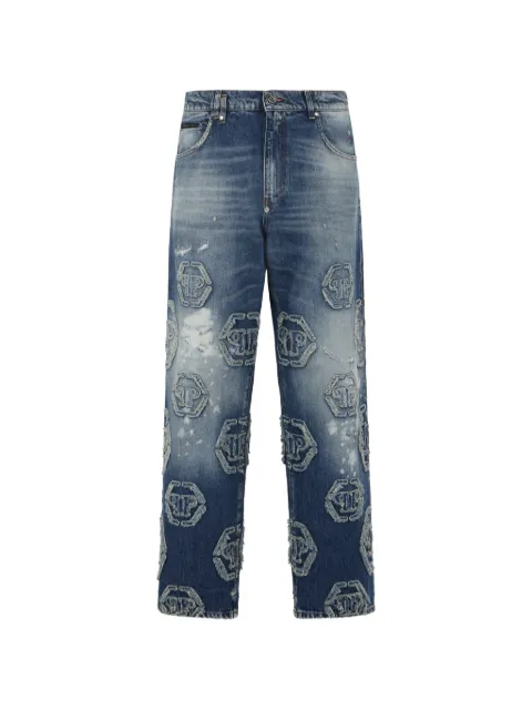 Philipp Plein monogram jeans Blue SAFCMDT4224PDE004N