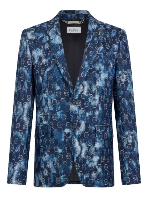Philipp Plein jacquard-monogram blazer Blue SAFCMDF0003PDE004N
