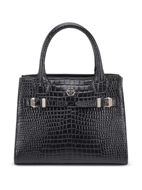 Philipp Plein small crocodile-effect logo tote bag Black SAFAWBA2187PLE010N