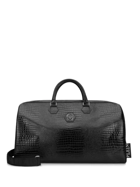 Philipp Plein crocodile-print logo weekend bag Black SAFAMBA1496PLE010N