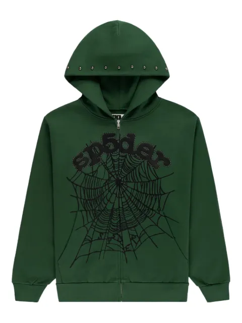 SP5DER OG Web Studded hoodie Green SP5DER196