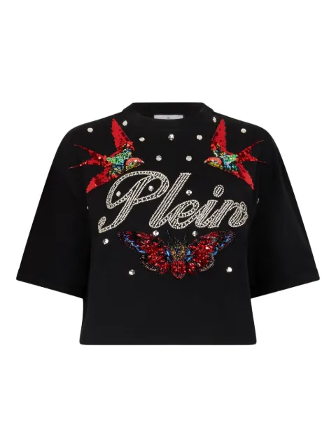 Philipp Plein crew-neck cropped T-shirt Black SAFCWTK3874PJY002N