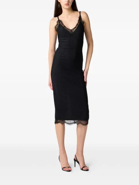 Philipp Plein midi lace dress Black SAFCWTG0688PTE003N