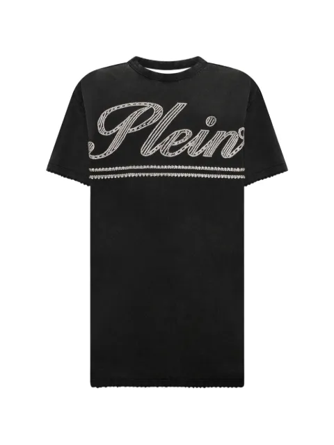Philipp Plein mini rhinestone-embellished open-back dress Black SAFCWTG0680PTE004N