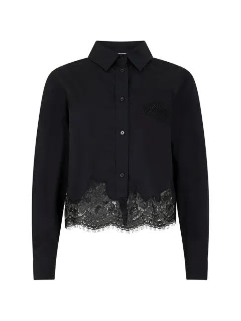 Philipp Plein embroidered lace cropped shirt Black SAFCWRP0563PTE012N