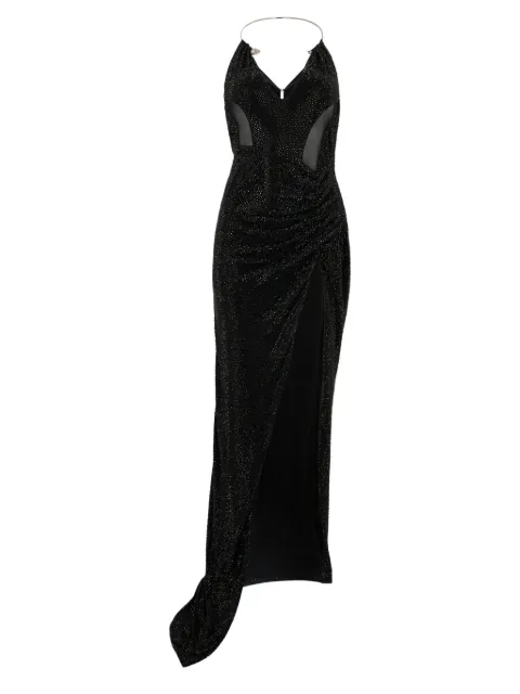 Philipp Plein multicutting maxi dress piercing strass Black SAFCWRG3578PTE003N