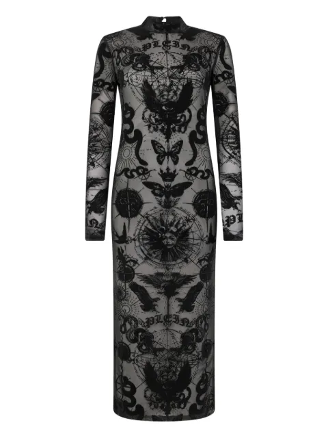 Philipp Plein midi open-back dress Black SAFCWRG3570PTE003N