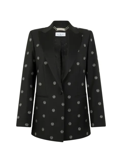 Philipp Plein rhinestone-monogram blazer Black SAFCWRF0779PTE022N