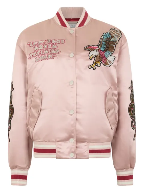 Philipp Plein oversized bomber patches strass Pink SAFCWRB1560PNY002N