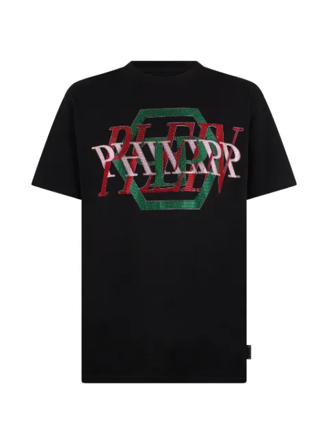 Philipp Plein rhinestone-logo T-shirt Black SAFCMTK8898PJY002N