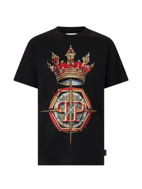 Philipp Plein rhinestone round-neck T-shirt Black SAFCMTK8863PJY002N