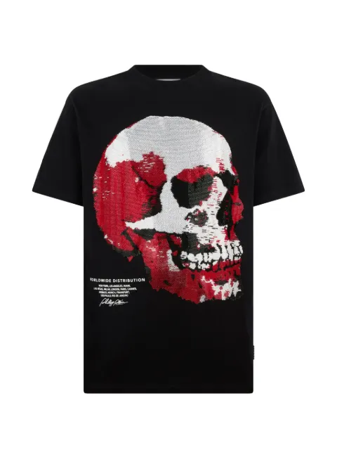 Philipp Plein rhinestone-skull T-shirt Black SAFCMTK8702PJY002N