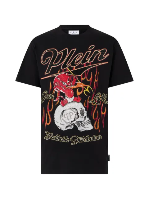 Philipp Plein rhinestone-print T-shirt Black SAFCMTK8667PJY002N