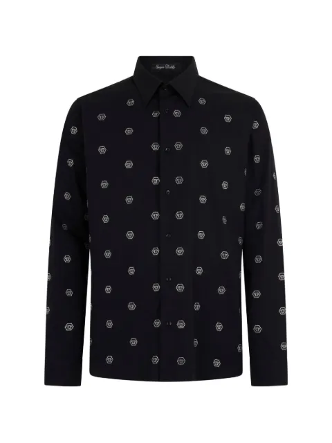 Philipp Plein rhinestone-embellished shirt Black SAFCMRP2528PTE012N
