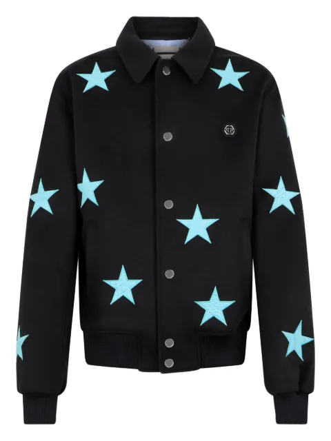 Philipp Plein star-print wool shirt jacket Black SAFCMRB2995PLE131N
