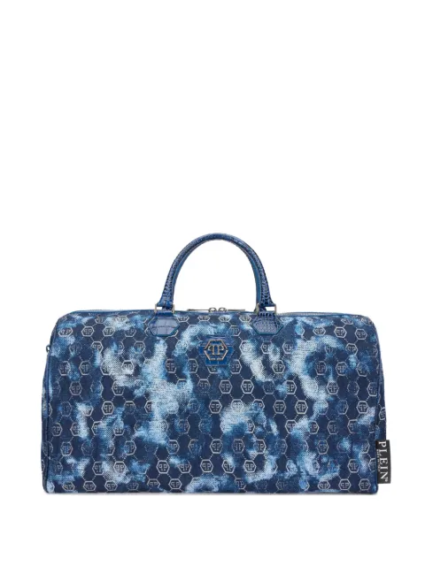 Philipp Plein jacquard monogram crocodile duffle bag Blue SAFAMBD0348PTE021N